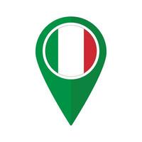 Flag of Italy flag on map pinpoint icon isolated green color vector