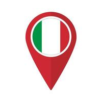 Flag of Italy flag on map pinpoint icon isolated red color vector