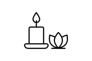 Candle icon illustration. icon related to meditation, focus, concentration and inner illumination. line icon style. simple vector design editable