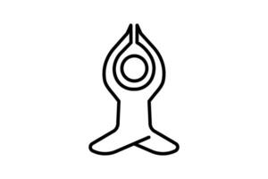 yoga icon. icon related to meditation, physical and mental balance. line icon style. simple vector design editable