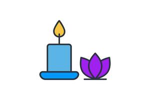 Candle icon illustration. icon related to meditation, focus, concentration and inner illumination. flat line icon style. simple vector design editable