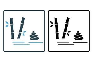 zen garden icon. icon related to meditation, represents a tranquil space. solid icon style. simple vector design editable