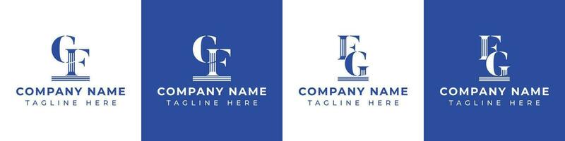 Letter FG and GF Pillar logo, suitable for business with GF or FG related to Pillar. vector