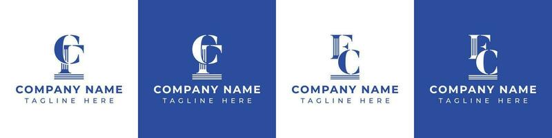 Letter FC and CF Pillar logo, suitable for business with CF or FC related to Pillar. vector
