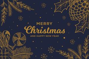 Merry Christmas background illustration in hand drawn style vector