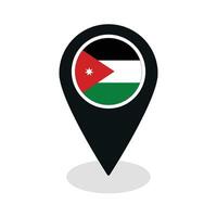 Flag of Jordan flag on map pinpoint icon isolated black color vector