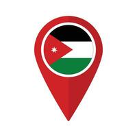 Flag of Jordan flag on map pinpoint icon isolated red color vector