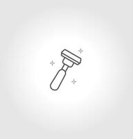 Shaving razor icon. Razor flat line icon. Expanded stroke. hair cutter icon vector. isolated on grey background vector