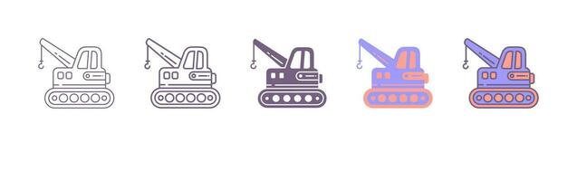 grua íconos colocar. diferente tipos de grúas, lineal icono recopilación. carga, construcción, carril y otro industrial grúas para construcción y logística. línea con editable vector. 5 5 diferente estilos vector