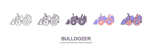 Bulldozer icon. Heavy tracked tractor with blade. Vector simple flat graphic illustration. The isolated object on a white background. Isolated on white background.