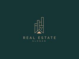 Real estate logo modern style line art vector. House Architecture Building Logo symbol design. Can be use for marketing, apartment or company business card. vector