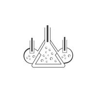 Chemical flask design glass test tube line art icon. Scientific research in laboratory, biological experiments. modern style vector template.