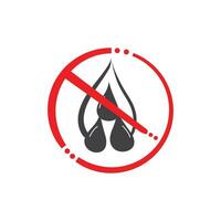 No water drop icon design element. Forbidden water drop Stop wasting water. Flat style vector template on white background.