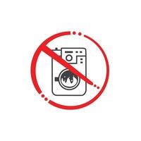 Not use Washing machine icon modern style red line art. Forbidden Clothes dryer, washer or Laundry Vector design element.