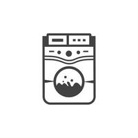 Washing machine icon design flat style line art black and white. Clothes dryer or washer Vector element on white background.