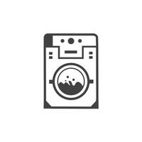 Washing machine icon, modern style line art. Clothes dryer, washer or Laundry logotype Vector design element.