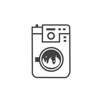 Washing machine icon, modern style line art. Clothes dryer, washer or Laundry logotype Vector design isolated on white background.