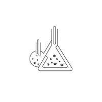 Chemical flask line art glass test tube Laboratory. design for Scientific research, biological experiments. Flat style vector element design.