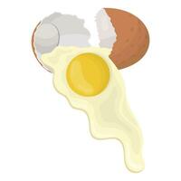 Raw eggs flow out of the shell. Vector illustration