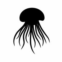 Jellyfish silhouette vector. Jellyfish silhouette can be used as icon, symbol or sign. Jellyfish icon vector for design of invertebrate, undersea or marine