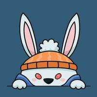 Cute rabbit with a beanie cartoon vector