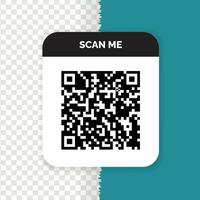 Vector qr code scanning, scan me bar code label isolated on background