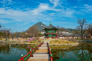 Hyangwonjeong Pavilion, Gyeongbokgung Palace, Seoul, South Korea photo
