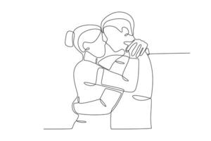 A pair of romantic lovers hugging each other vector