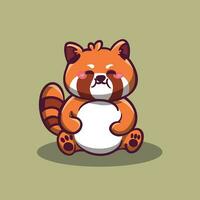 cute red panda cartoon character icon illustration vector