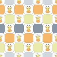 Seamless pattern with giraffes and geometric shapes on a white background. Pattern for children's clothing, notebook cover, wrapping paper. Vector image
