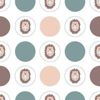 Seamless pattern with cute colored hedgehogs in pastel colors on a white background. Children's pattern for clothes. Cute print with animals. Vector illustration