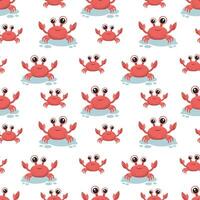 Print with cute crabs for children's clothing. Seamless pattern with crabs on a white background. Vector illustration