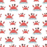 Print with cute crabs for children's clothing. Seamless pattern with crabs on a white background. Vector illustration