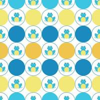 Seamless pattern with frogs and geometric shapes - circles on a white background. Pattern for children's clothing, notebook cover, wrapping paper. Vector image