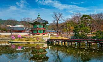 hyangwonjeong pabellón, gyeongbokgung palacio, seúl, sur Corea foto