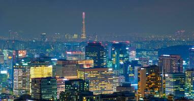 Seoul skyline in the night, South Korea. photo