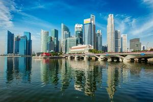 Singapore skyline over Marina Bay photo