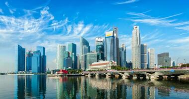 Singapore skyline over Marina Bay photo