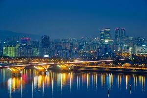 Seoul night view, South Korea photo