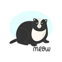 Cute funny cat. Doodle vector. Cartoon character of cats. Isolated on a white background. vector