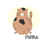 Cute funny cat. Doodle vector. Cartoon character of cats. Isolated on a white background. vector