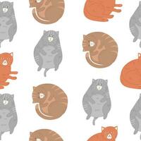 Seamless pattern with cute chubby cats. Childish texture. For printing on fabric, children's products. Vector illustration.