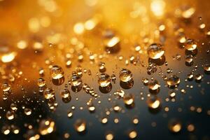 Abstract gold water drop background. AI Generated. photo