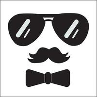 father face silhouette illustration vector design with hat,mustache,and bow tie. suitable for logos, icons, concepts, posters, advertisements, companies, t-shirt designs, stickers, websites, concepts.