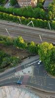 High Angle Footage of Train Tracks Passing Through Luton city of England. video