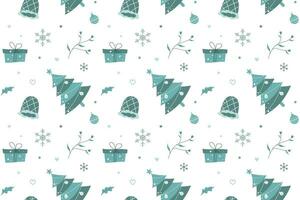 Seamless Christmas pattern design with different ornaments. Vector illustration