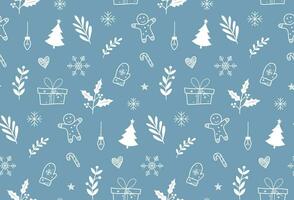 Winter Christmas seamless pattern hand drawn and detailed. Winter pattern. Christmas tree pattern vector