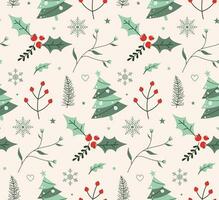 Seamless christmas pattern with christmas trees, Christmas wrapping paper concept, Vector
