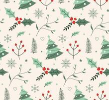 Seamless christmas pattern with christmas trees, Christmas wrapping paper concept, Vector