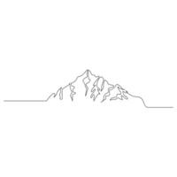 Mountain continuous single line outline vector art illustration